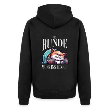 I'm tired so the round has to sleep in the square - Unisex Premium Organic Zip Hoodie - black - Back - Nico (187cm)