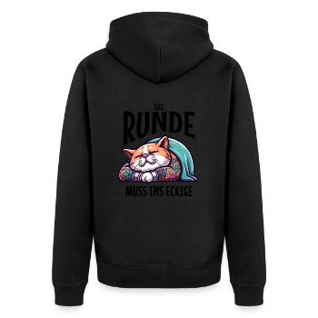 I'm tired so the round has to sleep in the square - Unisex Premium Organic Zip Hoodie - black - Back - Nico (187cm)