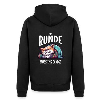 I'm tired so the round has to sleep in the square - Unisex Premium Organic Zip Hoodie - black - Back - Nico (187cm)