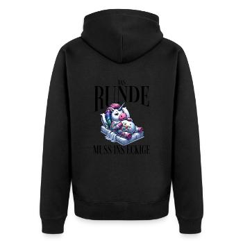 I'm tired so the round has to sleep in the square - Unisex Premium Organic Zip Hoodie - black - Back - Nico (187cm)