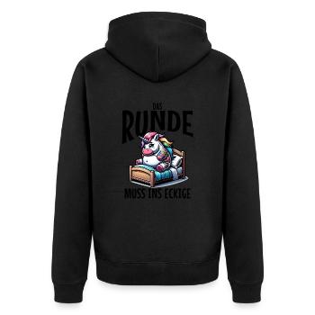 I'm tired so the round has to sleep in the square - Unisex Premium Organic Zip Hoodie - black - Back - Nico (187cm)