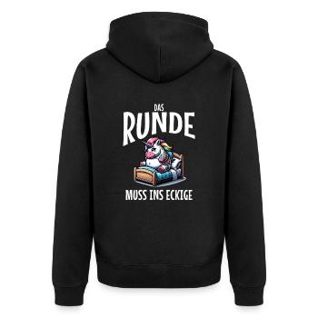 Je suis fatigué donc le rond doit dormir dans le carré - Veste à capuche bio Premium Unisexe - noir - Dos - Nico (187cm)