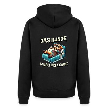 I'm tired so the round has to sleep in the square - Unisex Premium Organic Zip Hoodie - black - Back - Nico (187cm)