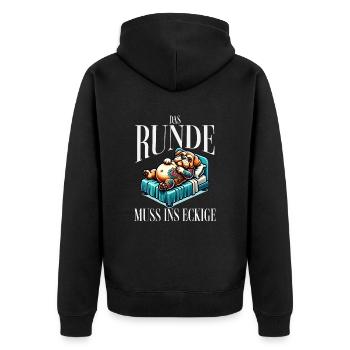 I'm tired so the round has to sleep in the square - Unisex Premium Organic Zip Hoodie - black - Back - Nico (187cm)
