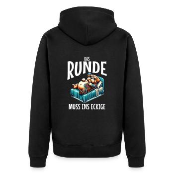 I'm tired so the round has to sleep in the square - Unisex Premium Organic Zip Hoodie - black - Back - Nico (187cm)