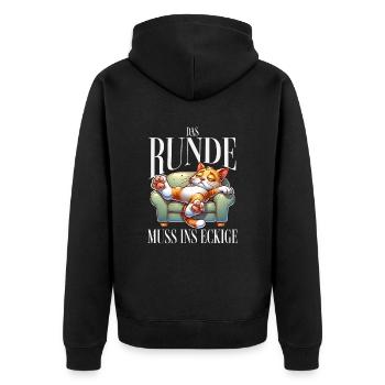 I'm tired so the round has to sleep in the square - Unisex Premium Organic Zip Hoodie - black - Back - Nico (187cm)