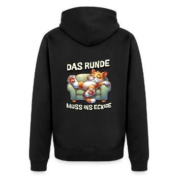 I'm tired so the round has to sleep in the square - Unisex Premium Organic Zip Hoodie - black - Back - Nico (187cm)