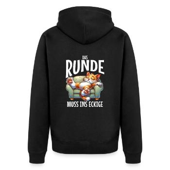 I'm tired so the round has to sleep in the square - Unisex Premium Organic Zip Hoodie - black - Back - Nico (187cm)