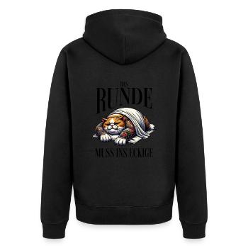 I'm tired so the round has to sleep in the square - Unisex Premium Organic Zip Hoodie - black - Back - Nico (187cm)
