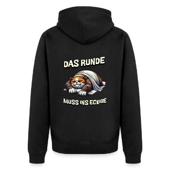 I'm tired so the round has to sleep in the square - Unisex Premium Organic Zip Hoodie - black - Back - Nico (187cm)