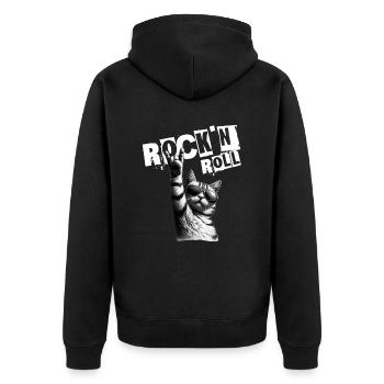 Music Festival Rock Cat Rock n Roll - Unisex Premium Organic Zip Hoodie - black - Back - Nico (187cm)
