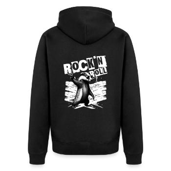 Music Festival Rock Cat Rock n Roll - Unisex Premium Organic Zip Hoodie - black - Back - Nico (187cm)