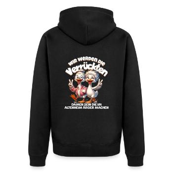Lustige Ente Ärger machen BFF - Unisex Premium Bio Zip Hoodie - Schwarz - Hinten - Nico (187cm)