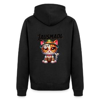 Tracht Damen Outfit Dirndl Ersatz Lausmadl - Unisex Premium Organic Zip Hoodie - black - Back - Nico (187cm)