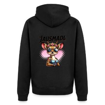 Tracht Damen Outfit Dirndl Ersatz Lausmadl - Unisex Premium Organic Zip Hoodie - black - Back - Nico (187cm)