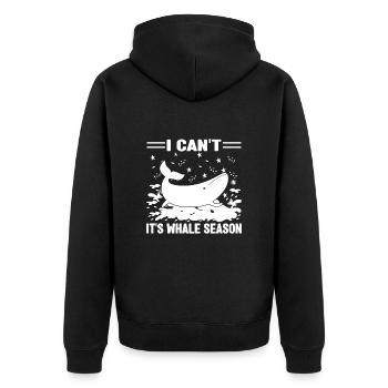 I Can`t It`s Whale Season Gift - Unisex Premium Bio Zip Hoodie - Schwarz - Hinten - Nico (187cm)