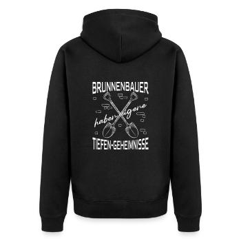 Brunnenbau Haben Tiefen-Geheimnisse Brunnenbauer - Unisex Premium Bio Zip Hoodie - Schwarz - Hinten - Nico (187cm)