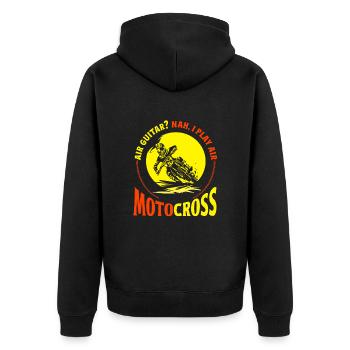 Dirt Biker Riding AIr Guitar Air Motorcross Dirt - Unisex Premium Bio Zip Hoodie - Schwarz - Hinten - Nico (187cm)