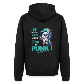 Je m’en fiche - Schmeiss alles hin werd Punk Punkrock - Veste à capuche bio Premium Unisexe - noir - Dos - Nico (187cm)