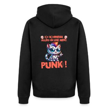 Mir Egal - Schmeiss alles hin werd Punk Punkrock - Unisex Premium Bio Zip Hoodie - Schwarz - Hinten - Nico (187cm)