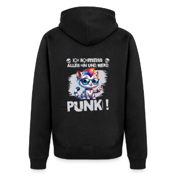 Je m’en fiche - Schmeiss alles hin werd Punk Punkrock - Veste à capuche bio Premium Unisexe - noir - Dos - Nico (187cm)
