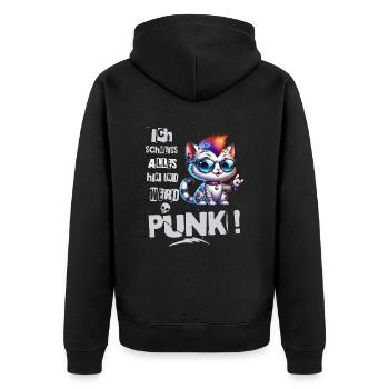 Mir Egal - Schmeiss alles hin werd Punk Punkrock - Unisex Premium Bio Zip Hoodie - Schwarz - Hinten - Nico (187cm)