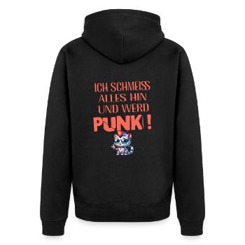 Mir Egal - Schmeiss alles hin werd Punk Punkrock - Unisex Premium Bio Zip Hoodie - Schwarz - Hinten - Nico (187cm)