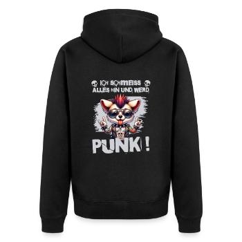 Mir Egal - Schmeiss alles hin werd Punk Punkrock - Unisex Premium Bio Zip Hoodie - Schwarz - Hinten - Nico (187cm)
