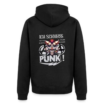 Mir Egal - Schmeiss alles hin werd Punk Punkrock - Unisex Premium Bio Zip Hoodie - Schwarz - Hinten - Nico (187cm)