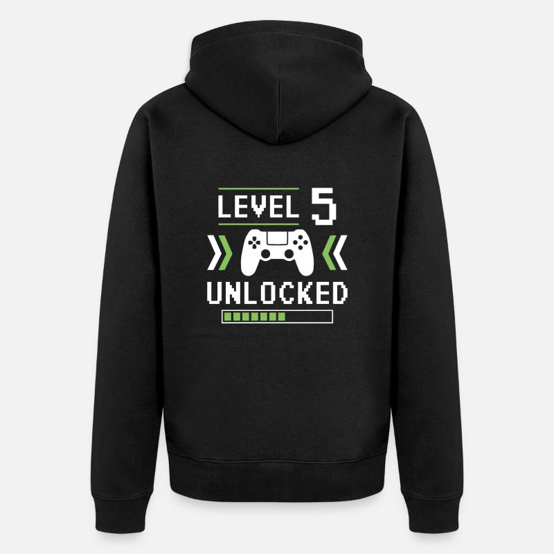 Niveau 5 débloqué - Veste à capuche bio Premium Unisexe - noir