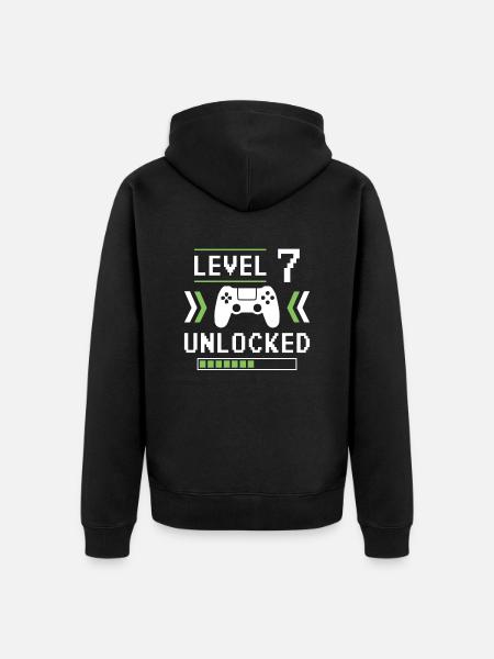 Level 7 Unlocked - Unisex Premium Organic Zip Hoodie - black