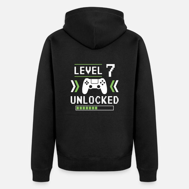 Niveau 7 débloqué - Veste à capuche bio Premium Unisexe - noir
