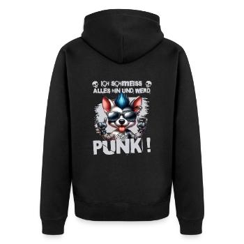 Mir Egal - Schmeiss alles hin werd Punk Punkrock - Unisex Premium Bio Zip Hoodie - Schwarz - Hinten - Nico (187cm)