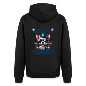 Je m’en fiche - Schmeiss alles hin werd Punk Punkrock - Veste à capuche bio Premium Unisexe - noir - Dos - Nico (187cm)