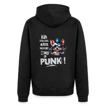 Je m’en fiche - Schmeiss alles hin werd Punk Punkrock - Veste à capuche bio Premium Unisexe - noir - Dos - Nico (187cm)