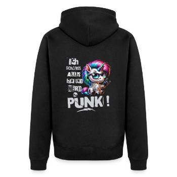 Mir Egal - Schmeiss alles hin werd Punk Punkrock - Unisex Premium Bio Zip Hoodie - Schwarz - Hinten - Nico (187cm)