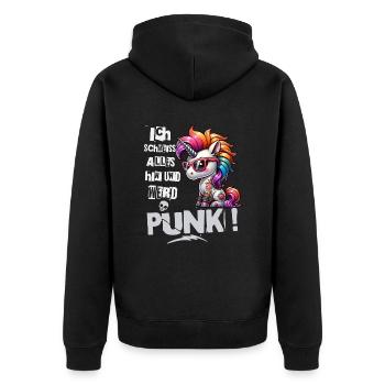 Je m’en fiche - Schmeiss alles hin werd Punk Punkrock - Veste à capuche bio Premium Unisexe - noir - Dos - Nico (187cm)