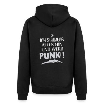 Je m’en fiche - Schmeiss alles hin werd Punk Punkrock - Veste à capuche bio Premium Unisexe - noir - Dos - Nico (187cm)