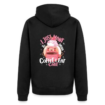 Cake Baker Just Want Eat Cake Cupcake - Unisex Premium Organic Zip Hoodie - black - Back - Nico (187cm)