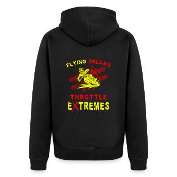Dirt Biker Riding Flying Dreams Extremes Dirt Bike - Unisex Premium Bio Zip Hoodie - Schwarz - Hinten - Nico (187cm)