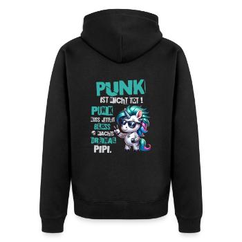 Festival Fun Je suis vieux mais le punk n’est pas mort - Veste à capuche bio Premium Unisexe - noir - Dos - Nico (187cm)
