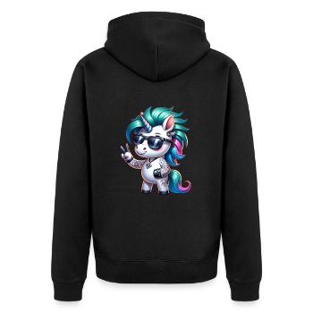 Festival Fun Je suis vieux mais le punk n’est pas mort - Veste à capuche bio Premium Unisexe - noir - Dos - Nico (187cm)