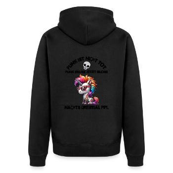 Punk Rock - I'm old but punk is not dead - Unisex Premium Organic Zip Hoodie - black - Back - Nico (187cm)