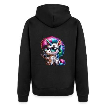 Punk Rock - Ich bin alt aber Punk ist nicht tot - Unisex Premium Bio Zip Hoodie - Schwarz - Hinten - Nico (187cm)