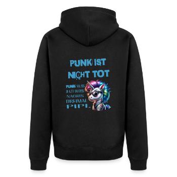 Punk Rock - I'm old but punk is not dead - Unisex Premium Organic Zip Hoodie - black - Back - Nico (187cm)
