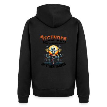 Legenden altern nicht sie gehen Tanzen - Unisex Premium Bio Zip Hoodie - Schwarz - Hinten - Nico (187cm)