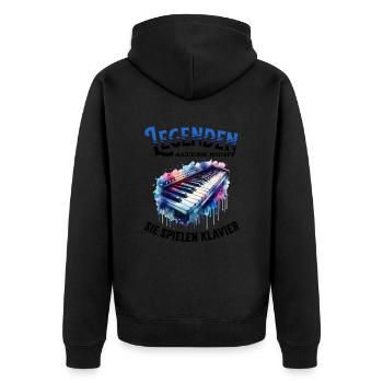 Legenden altern nicht sie gehen Klavier - Unisex Premium Bio Zip Hoodie - Schwarz - Hinten - Nico (187cm)