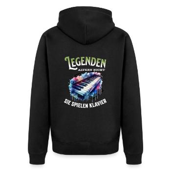 Legenden altern nicht sie gehen Klavier - Unisex Premium Bio Zip Hoodie - Schwarz - Hinten - Nico (187cm)