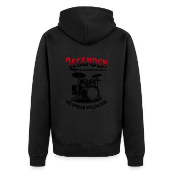 Legenden altern nicht sie gehen Schlagzeug - Unisex Premium Bio Zip Hoodie - Schwarz - Hinten - Nico (187cm)
