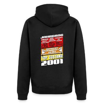 24 Year Old Vintage 2001 Birthday - Unisex Premium Organic Zip Hoodie - black - Back - Nico (187cm)